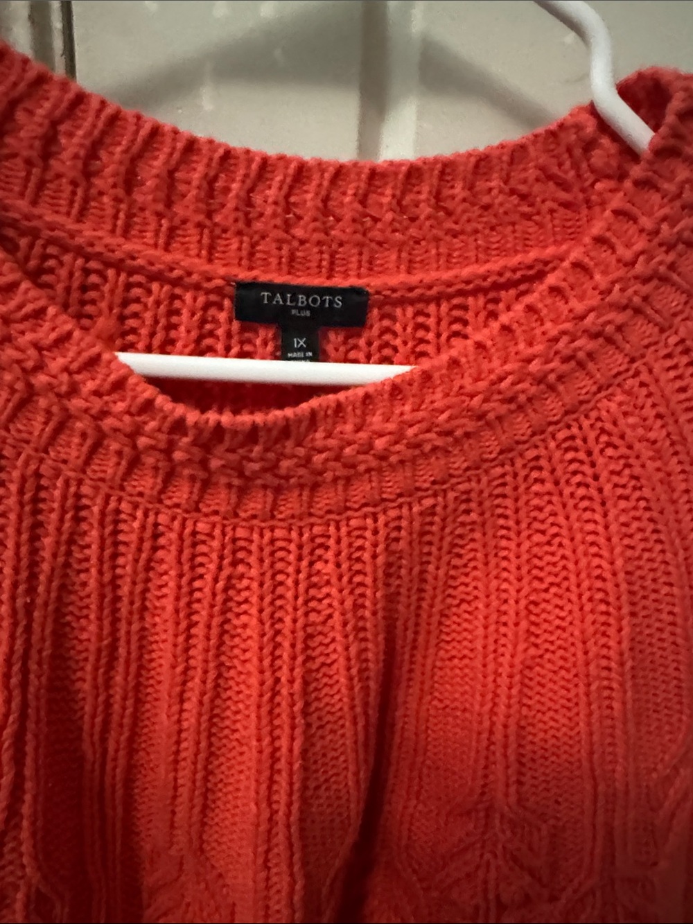 Talbots Coral Red Crewneck Knit Sweater - Picture 2 of 3
